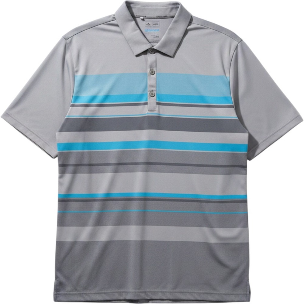 Adidas Golf Climacool Polo Men's L Gray Blue Stripe Golfcore Preppy EUC